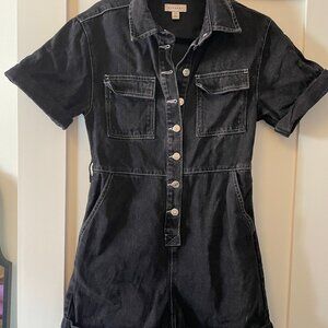 Black Denim Utility Jumpsuit